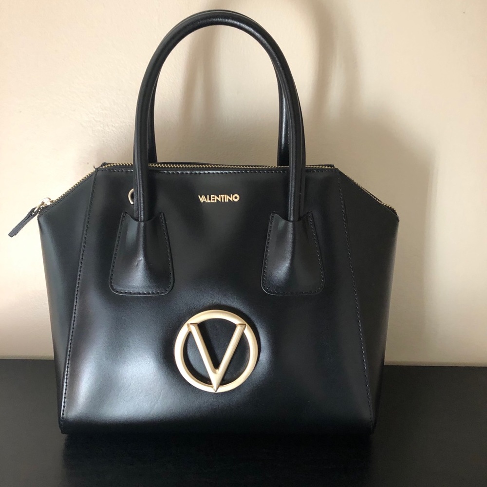 Valentino”Minimi Soave”Black Leather Satchel
